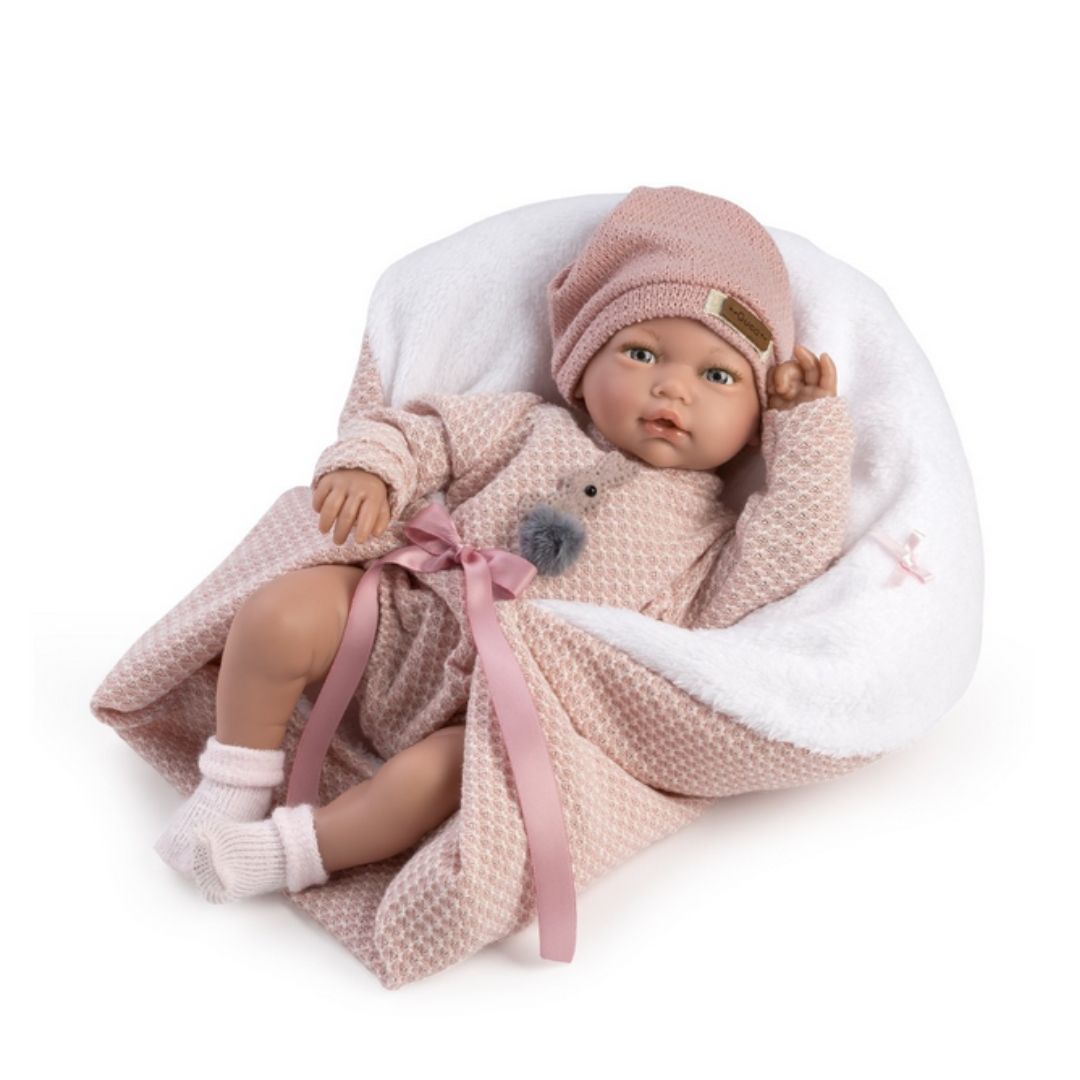 Красиви Кукли Boutique Blanca, розов вълнен гащеризон с дълги ръкави и аксесоари, 38 см