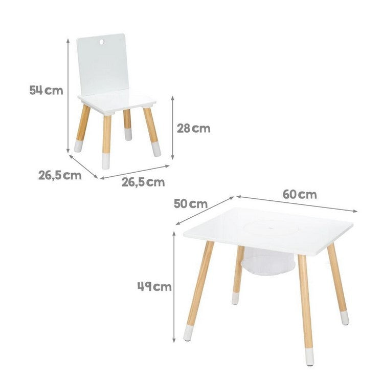 Детска маса със столчета, с мрежа за съхранение