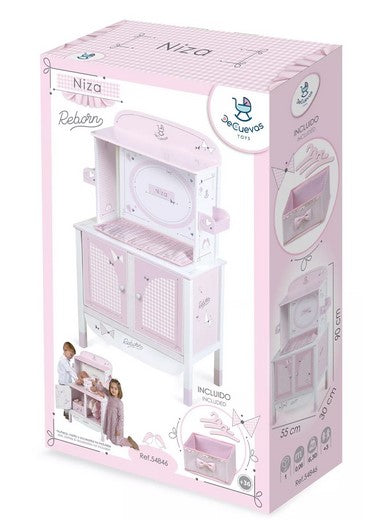 Дървен шкаф с повивалник за кукли NIZA
