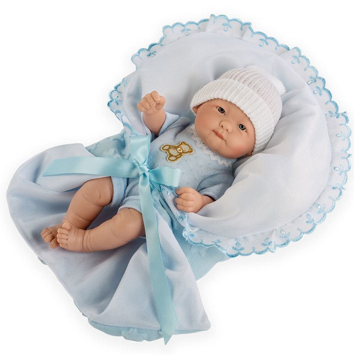 Малка Реалистична Кукла César, Новородено, с одеяло и шапка, 25 см