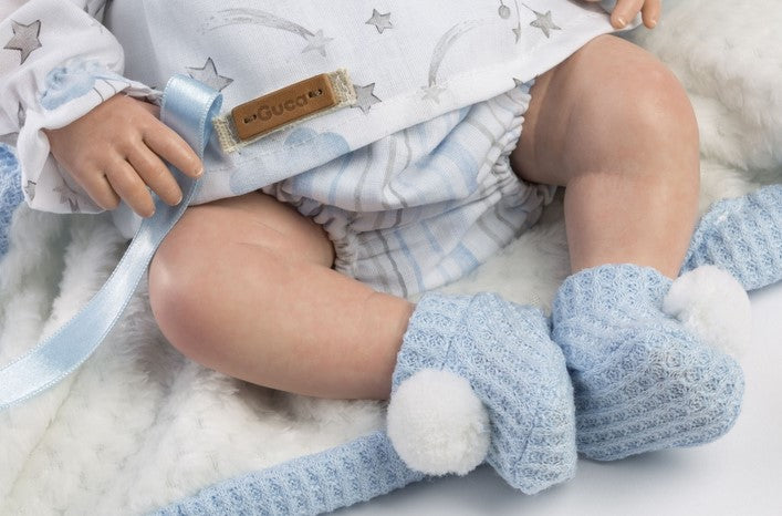 Красиви Кукли Reborn Christian, с риза, чорапки, качулка и одеяло, 38 см