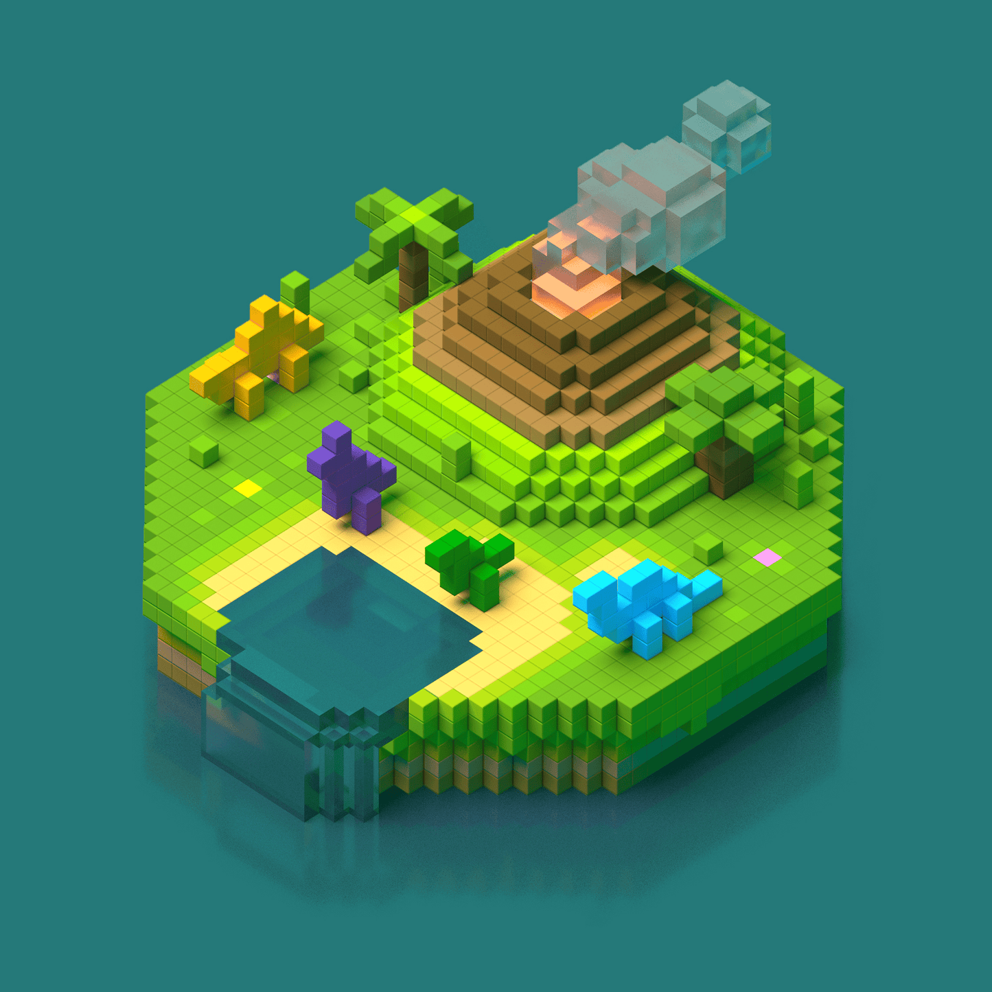 Магнитен конструктор Динозаври, 80 блокчета, 4 цвята