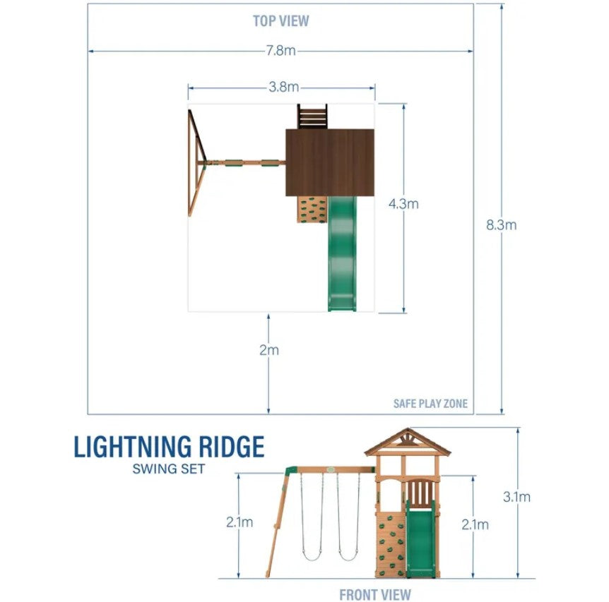 Детска площадка с двойна люлка и пързалка, Lightning Ridge