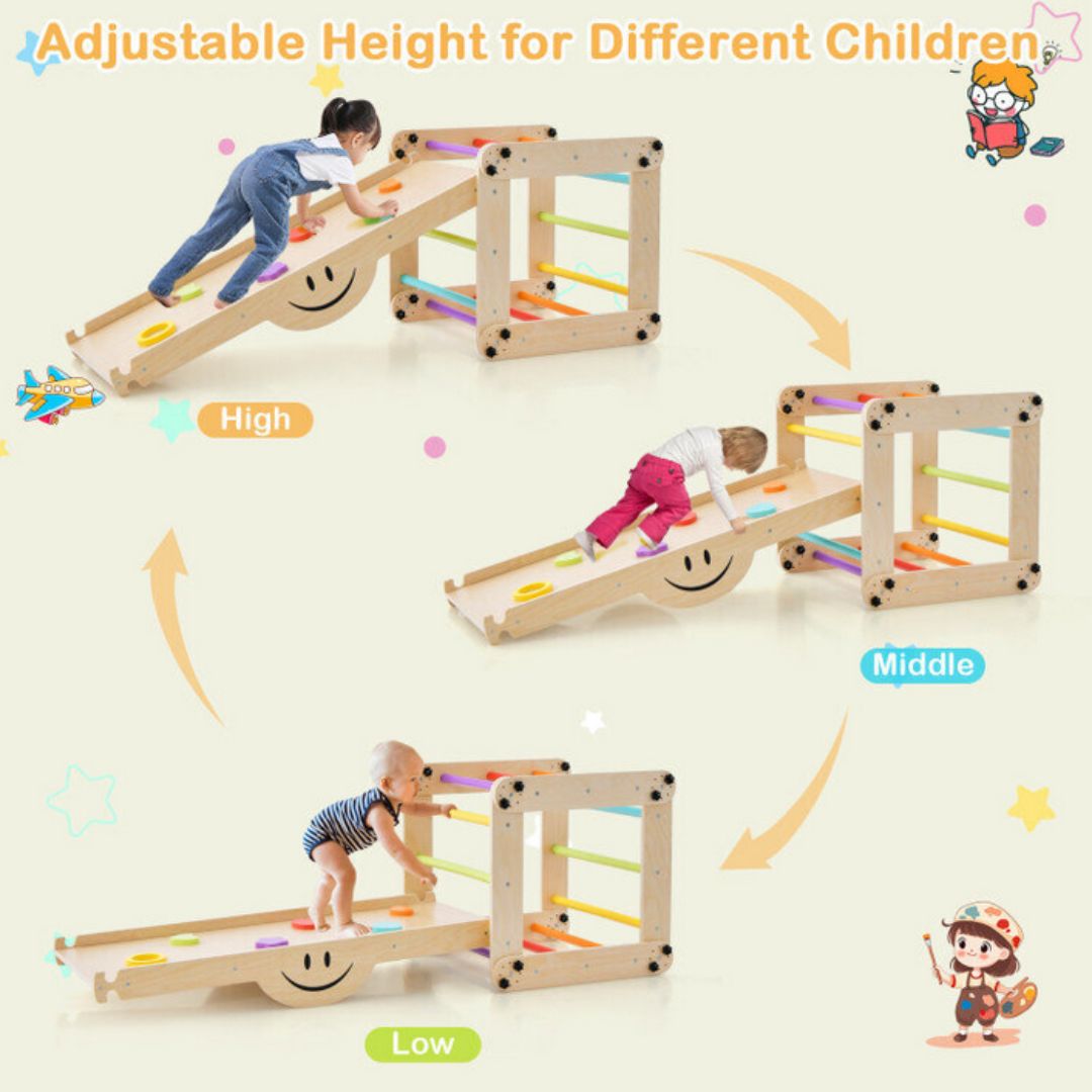 монтесори катерушка с пързалка и стена за катерене 