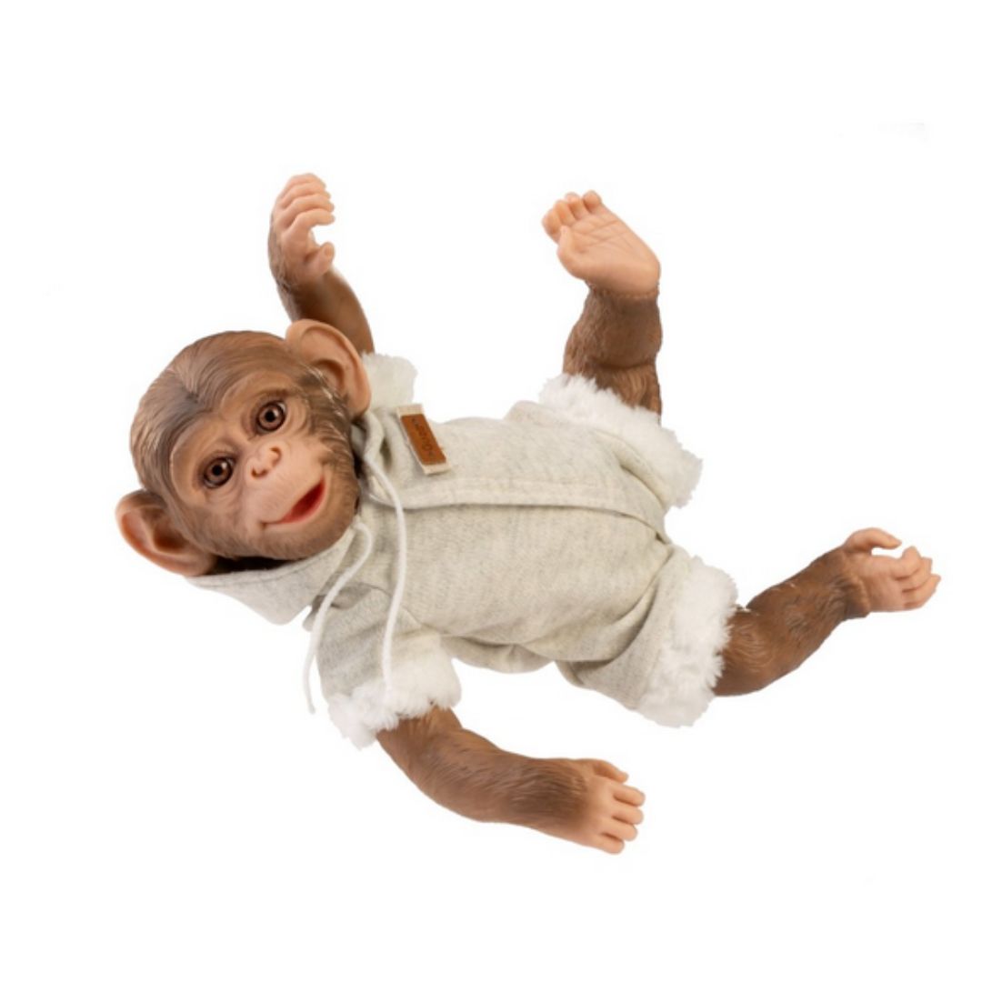 Zoo Reborn, маймунка бебе, сива пижама с косъм, 32см