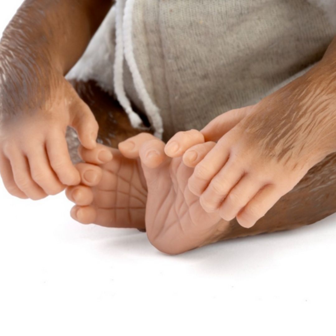 Zoo Reborn, маймунка бебе, сива пижама с косъм, 32см