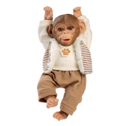 Zoo Reborn, маймунка бебе, раирана жилетка и бежов панталон, 32см