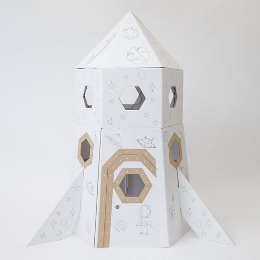 Картонена Ракета с Картинки за Оцветяване