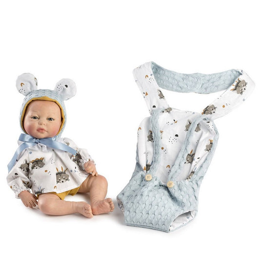 Красиви Кукли Reborn Samuel, бяла риза, плетени шорти и аксесоар, 38 см