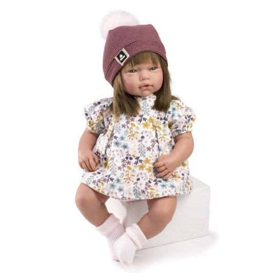 Голяма Кукла Boutique Sarai, брюнетка с рокля на цветя, 46см