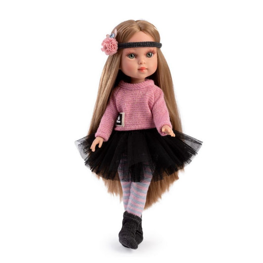 Кукла с дрехи за преобличане  Penélope París, руса коса, пуловер и пола, 34 см