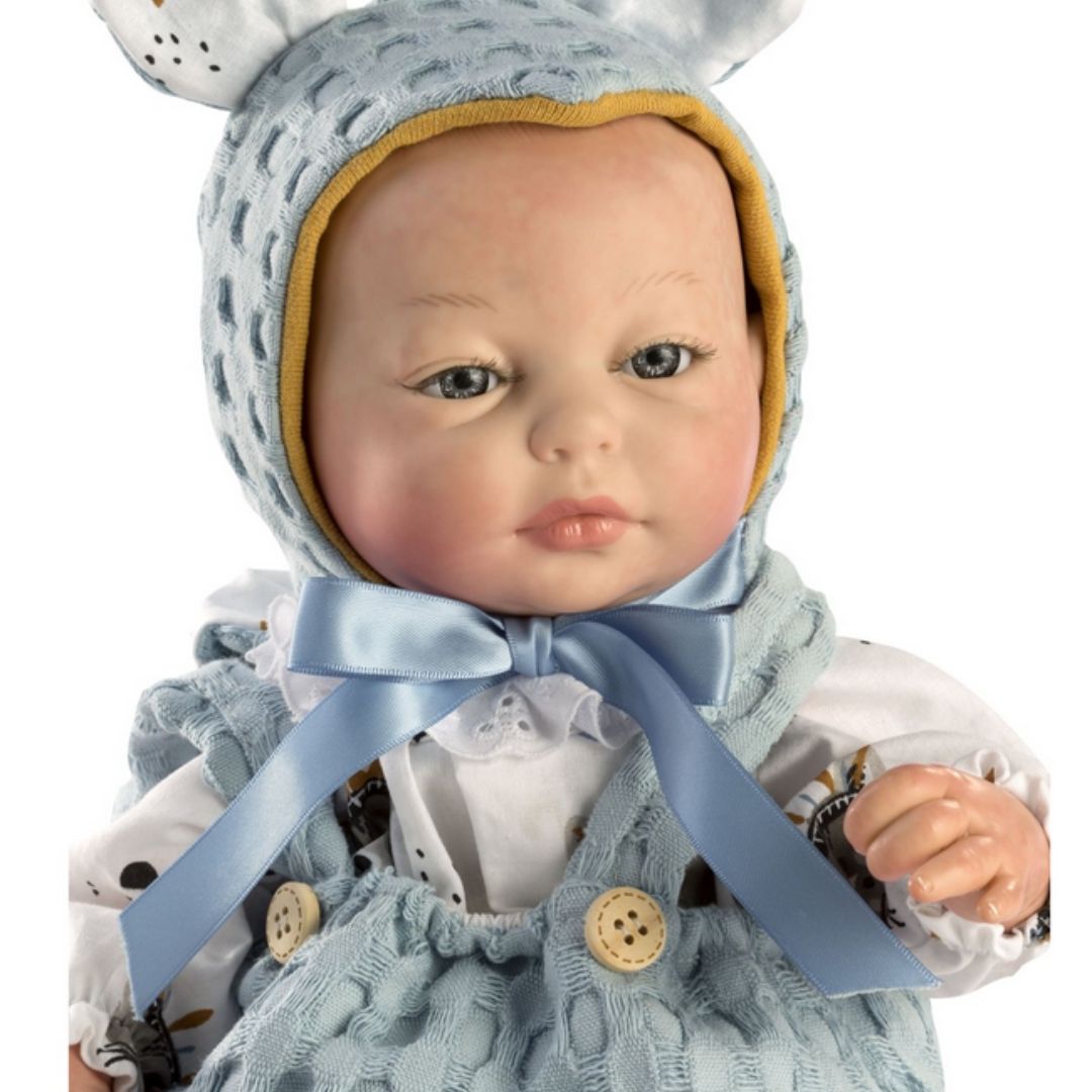 Красиви Кукли Reborn Samuel, бяла риза, плетени шорти и аксесоар, 38 см