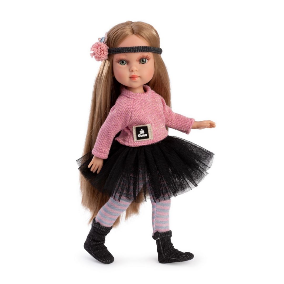 Кукла с дрехи за преобличане  Penélope París, руса коса, пуловер и пола, 34 см