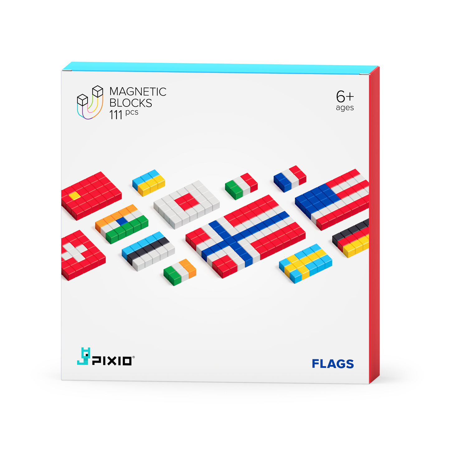 Магнитен конструктор Флагове, 111 блокчета, 6 цвята
