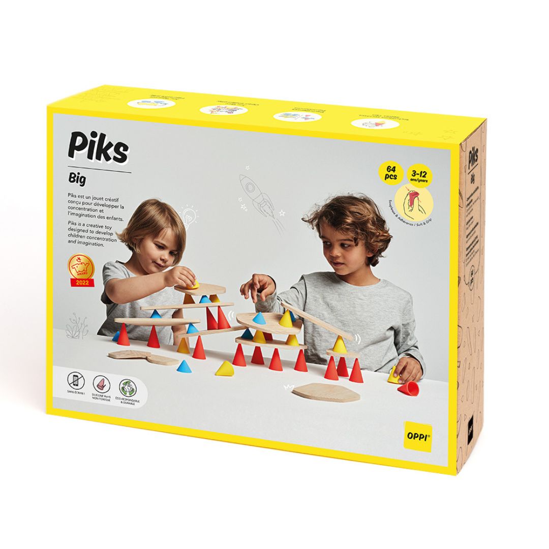 Дървен Баланс Конструктор Piks Голям Сет 64