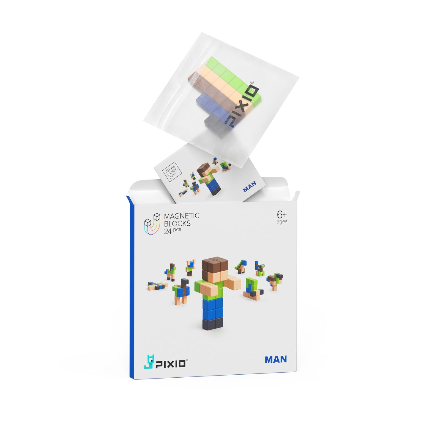 Магнитен конструктор Човек, 24 блокчета, 5 цвята