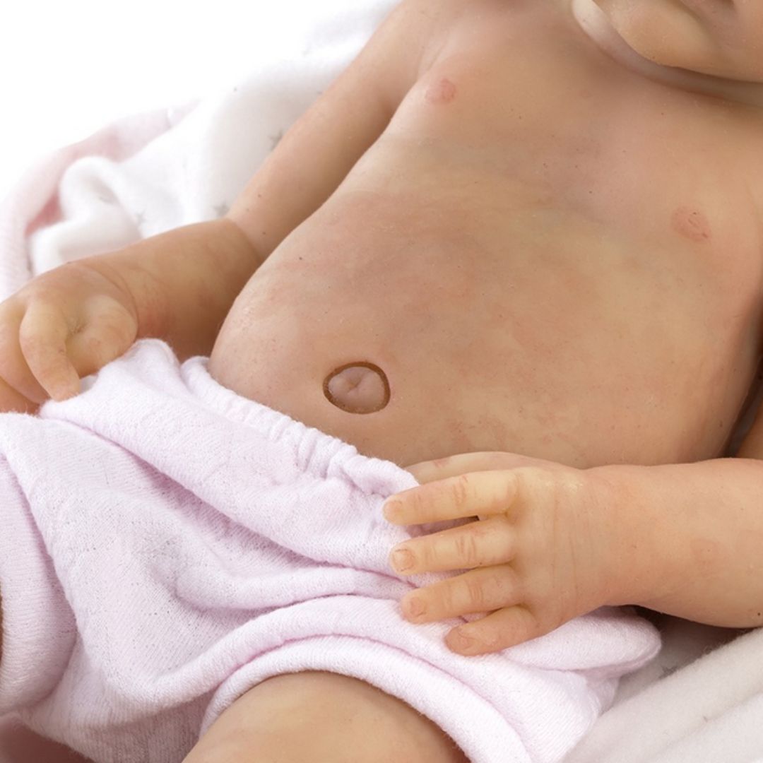 Силиконова кукла Sira, реалистично бебе без коса, розов тоалет и аксесоари, 36 см