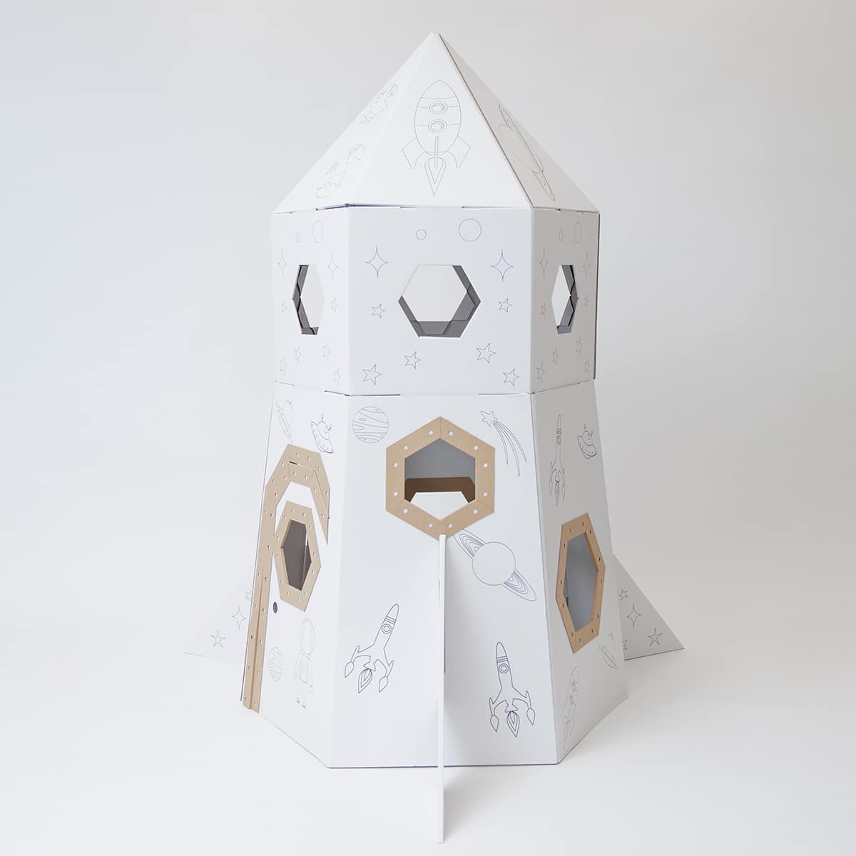 Картонена Ракета с Картинки за Оцветяване