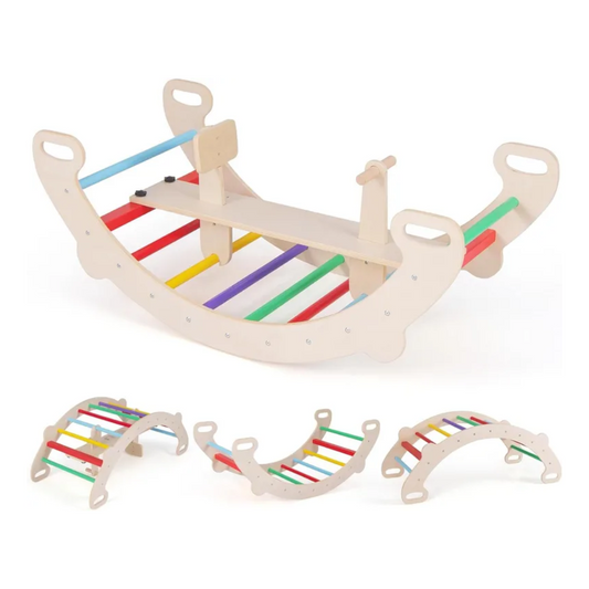 Дървена люлка катерушка "Дъга" 4в1