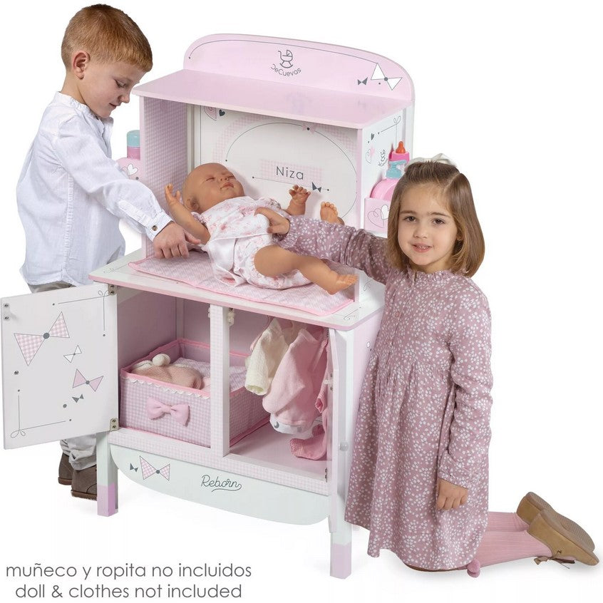 Дървен шкаф с повивалник за кукли NIZA