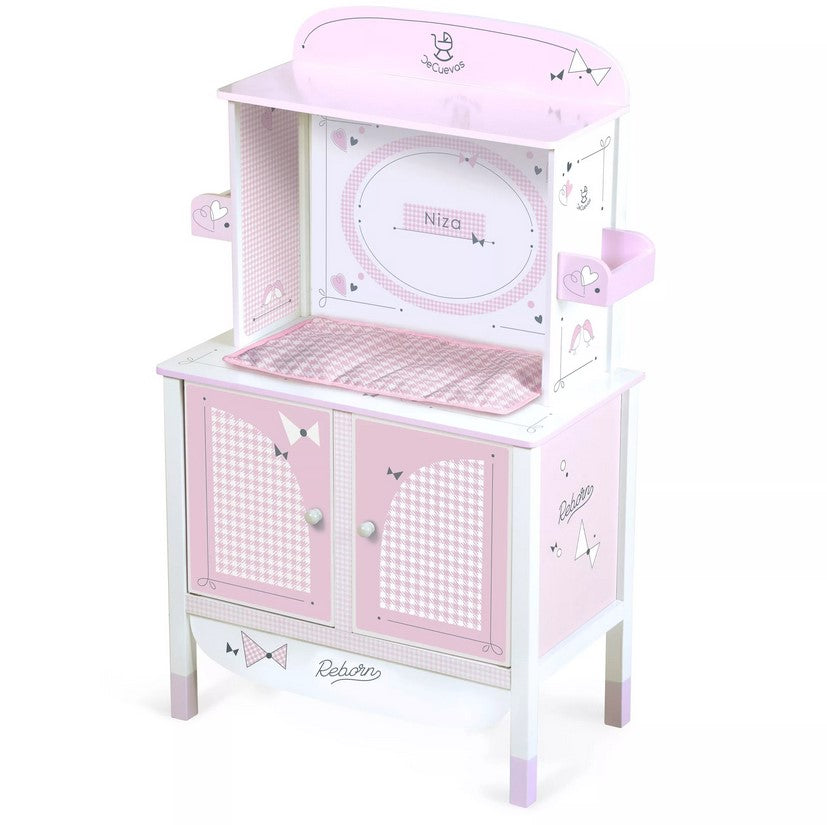 Дървен шкаф с повивалник за кукли NIZA