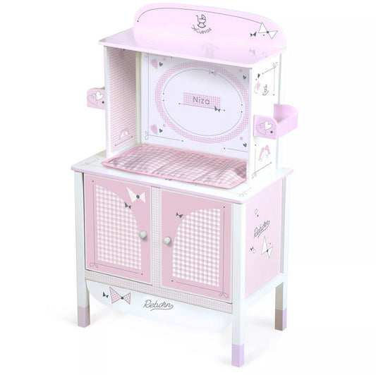 Дървен шкаф с повивалник за кукли NIZA