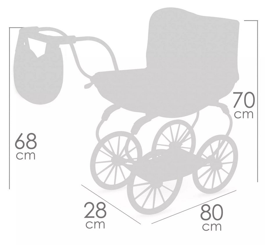 Класическа количка за кукли с кош Tulipe - 68 см