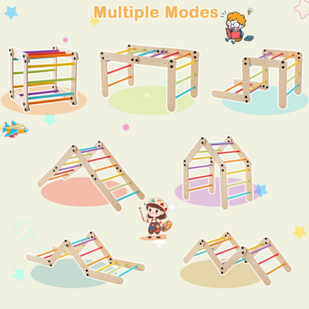 катерушка с пързалка и стена за катерене монтесори