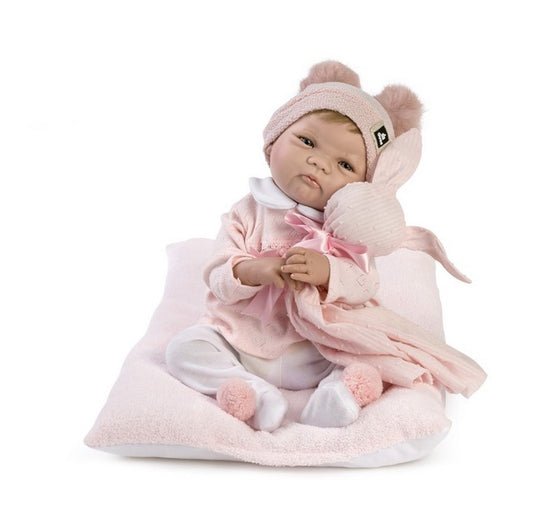 Голяма Кукла Reborn Alba, с естествена коса и аксесоари, 46 см