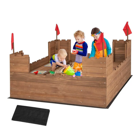 Дървен пясъчник с пейки Замък