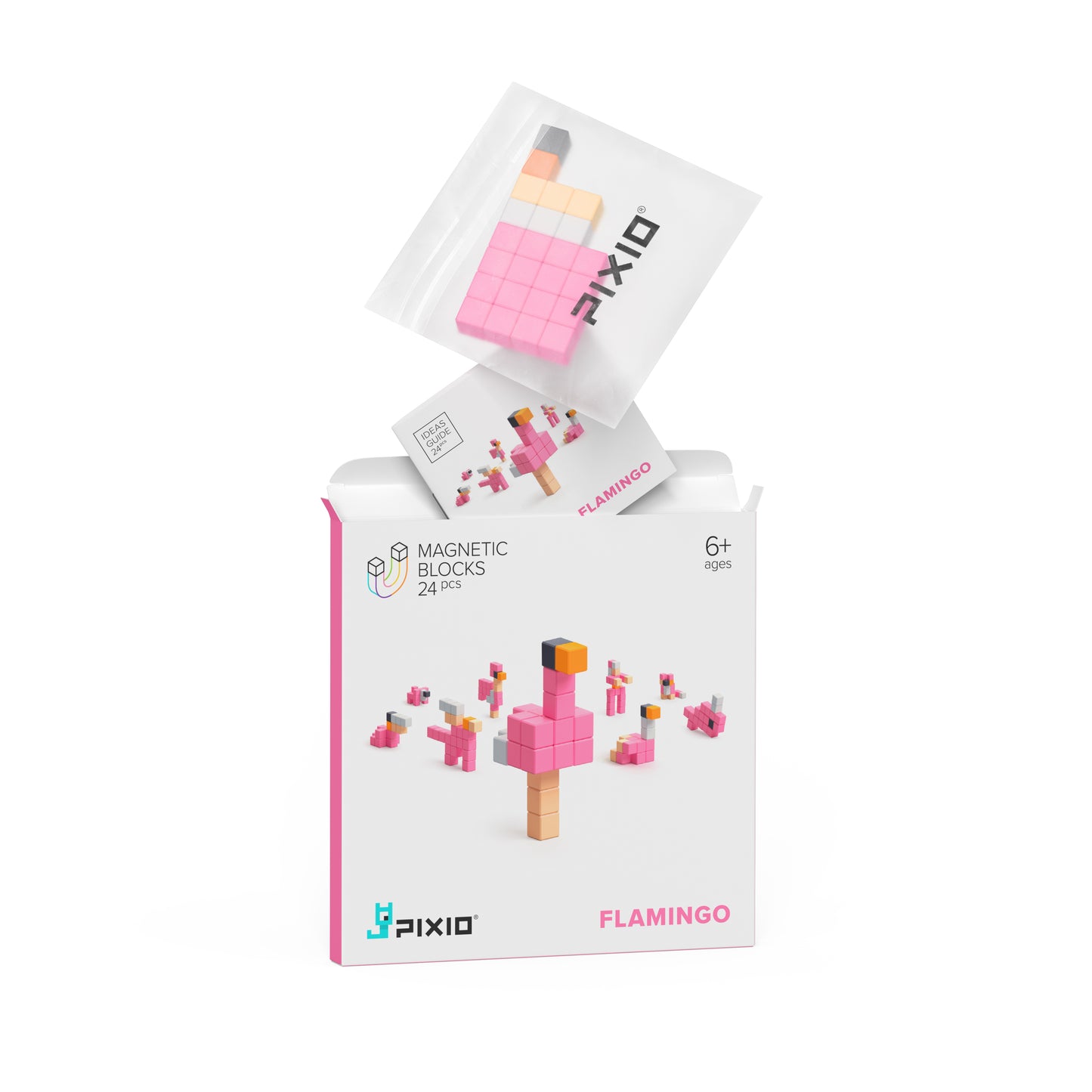 Магнитен конструктор Фламинго, 24 блокчета, 5 цвята