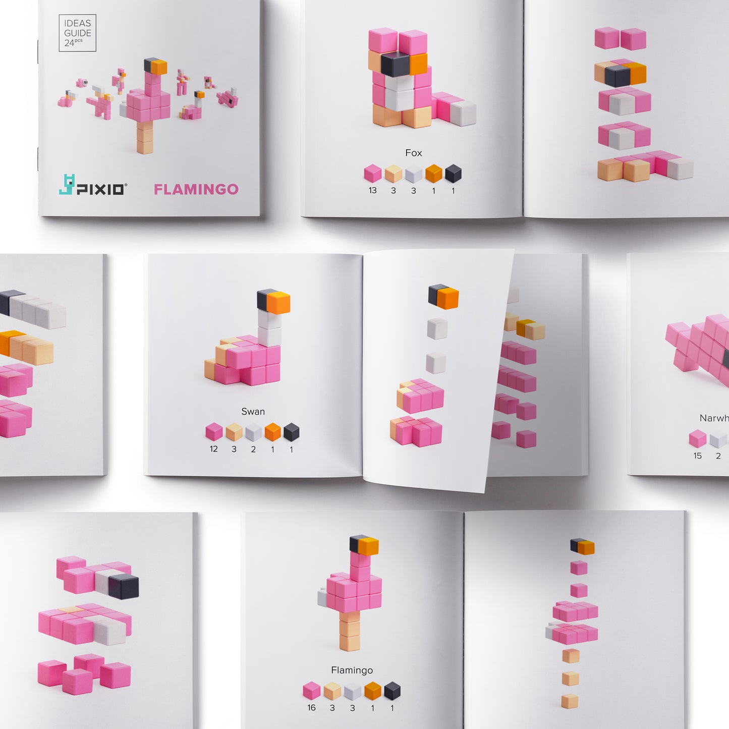 Магнитен конструктор Фламинго, 24 блокчета, 5 цвята