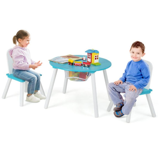 Комплект масичка с място за съхранение - синя