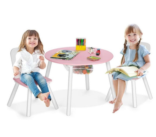 Комплект масичка с място за съхранение - розова