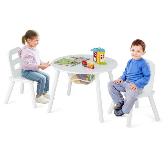 Комплект масичка с място за съхранение - бяла