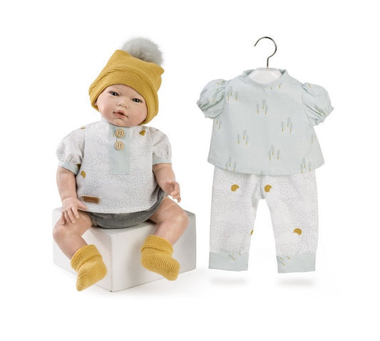 Голяма Кукла Reborn Kevin, с риза, чорапки и плетени обувки, 46 см