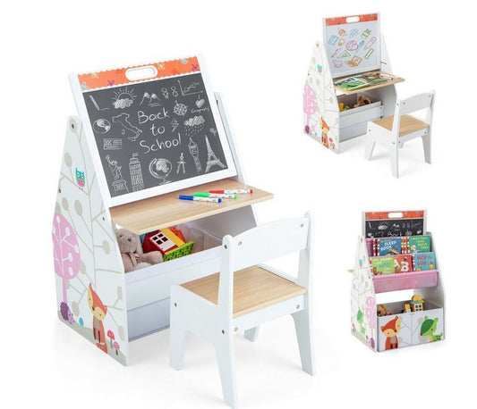 Детско Бюро и Органайзер за книжки 3 в 1 бяло, Costway
