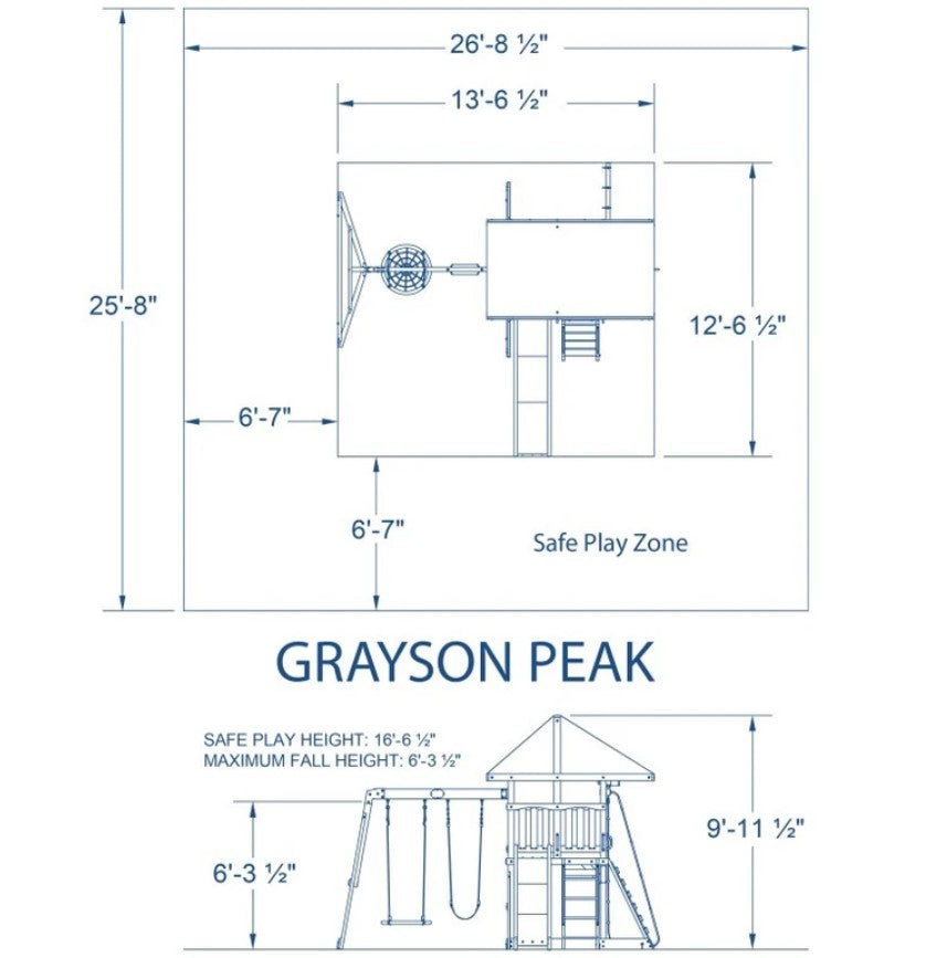 Детска площадка, Кула за игра с люлки, пързалка и стена за катерене, Grayson Peak