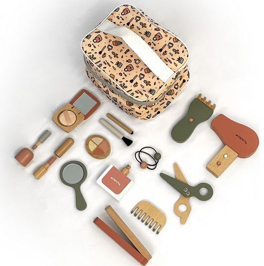 Детски дървен комплект за фризьор и грим SUPERSTAR KIT