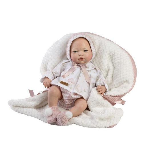 Красиви Кукли Reborn Zaida, с риза, чорапки, качулка и одеяло, 38 см