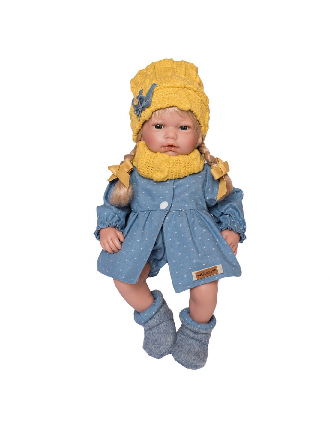 Красиви Кукли Ana, Руса Коса, със синя рокля на бели точки, 38 см