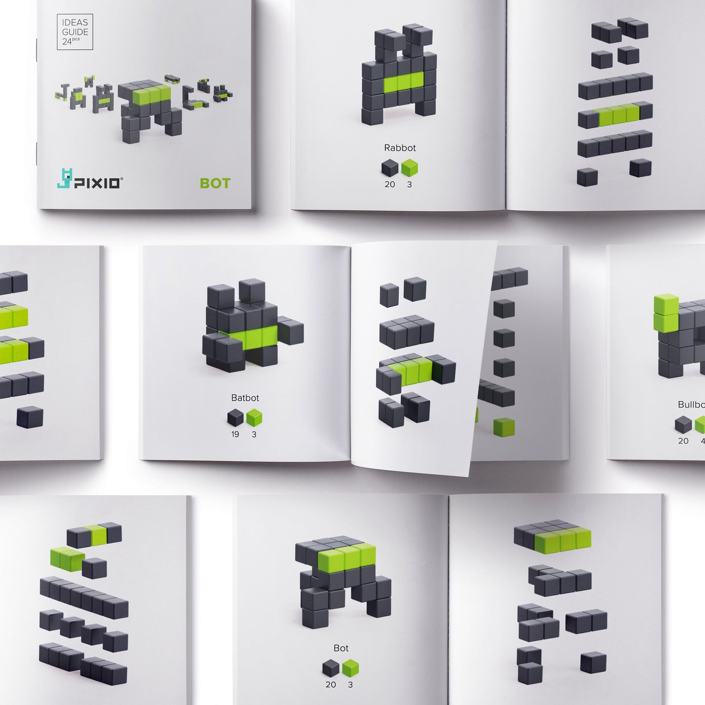 Магнитен конструктор Бот, 24 блокчета, 2 цвята