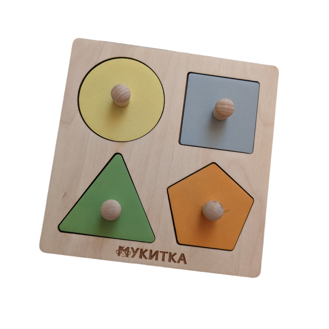 дървен пъзел с геометрични фигури