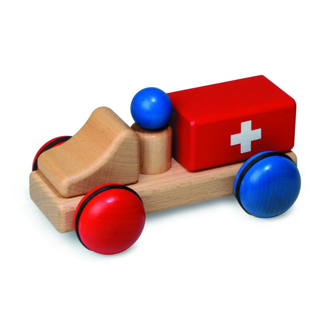 дървена количка мини линейка