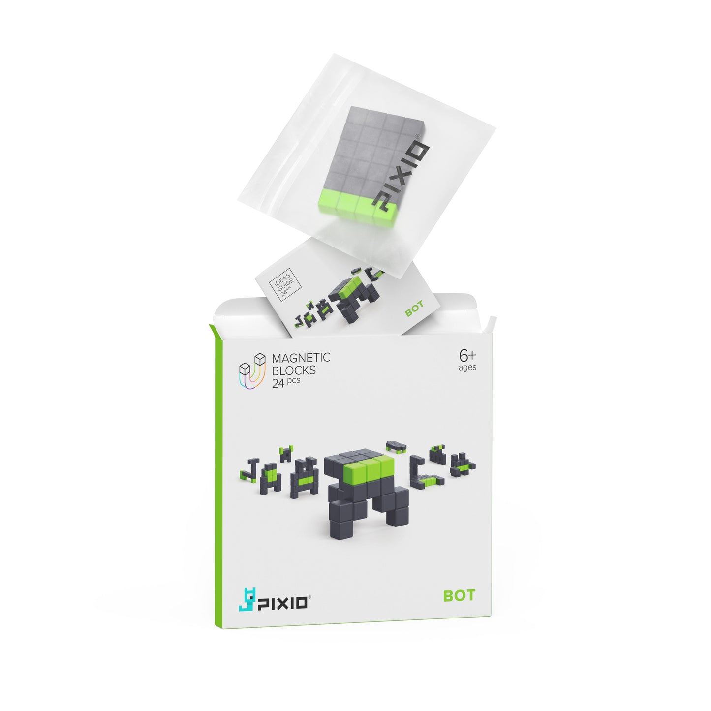 Магнитен конструктор Бот, 24 блокчета, 2 цвята