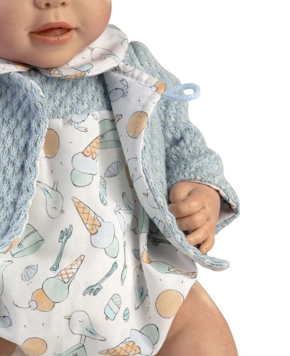 Голяма Кукла Reborn Iker, със сладоледена дрешка и яке, 46 см