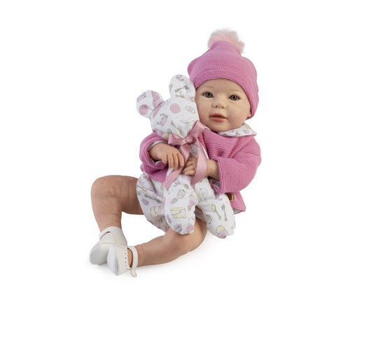 Голяма Кукла Reborn Leire, със сладоледена кожа и яке, 46 см