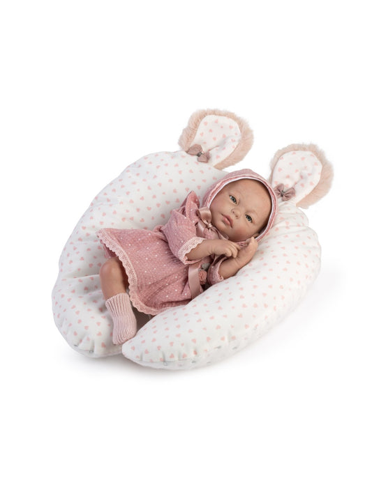 Красива Кукла От Винилова Гума Reborn Carla, с розова рокля, 38 см