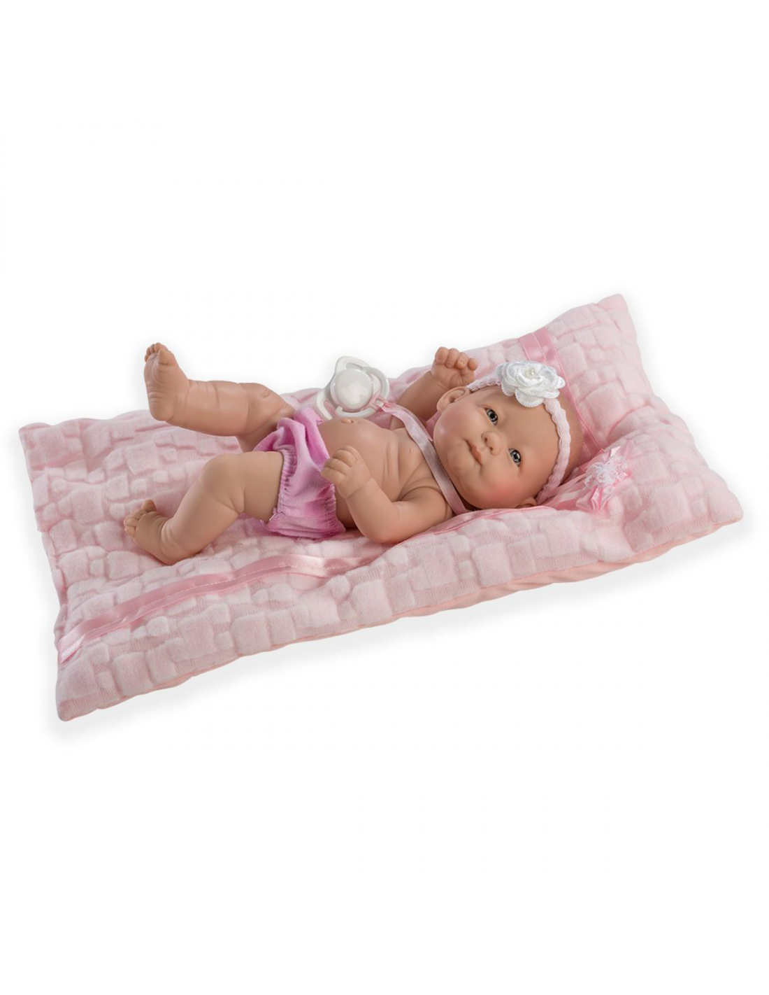 Малка Реалистична Кукла Mara, Новородено, гащички и розова възглавничка, 25 см