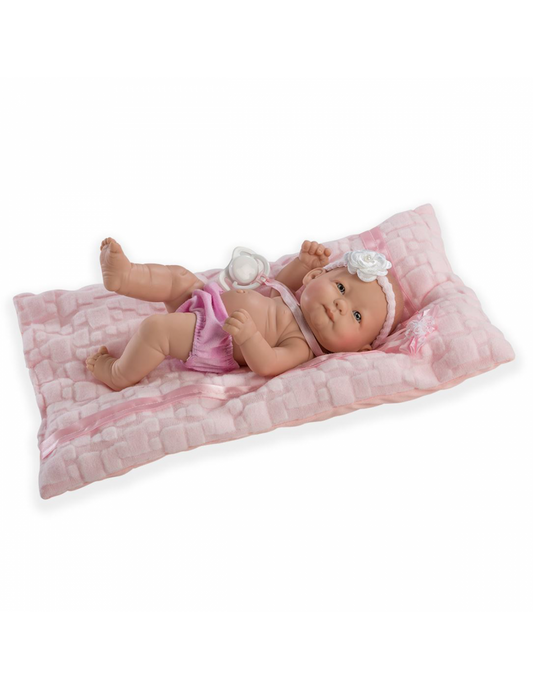 Малка Реалистична Кукла Mara, Новородено, гащички и розова възглавничка, 25 см